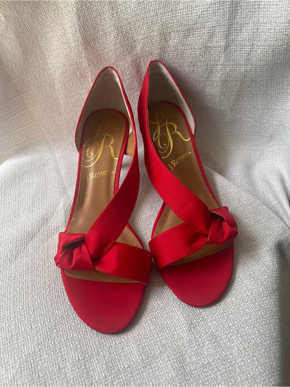 J.Renee Red Satin Knot Front Heels